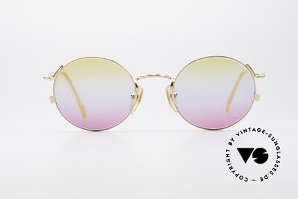 Jean Paul Gaultier 55-3176 Round Vintage Frame Gold, round metal glasses; lightweight and comfortable, Made for Men and Women