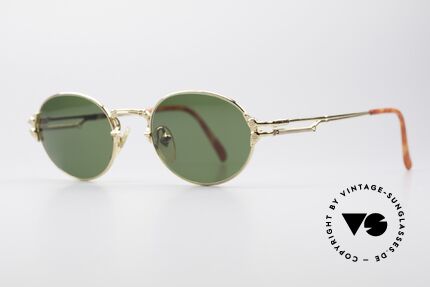 Jean Paul Gaultier 55-4173 Oval Vintage Sunglasses, 22kt GOLD-PLATED frame with grass green sun lenses, Made for Men and Women
