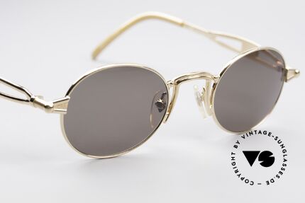 Jean Paul Gaultier 56-7108 Gold-Plated Oval Sunglasses, the sun lenses can be replaced with prescriptions, Made for Men and Women
