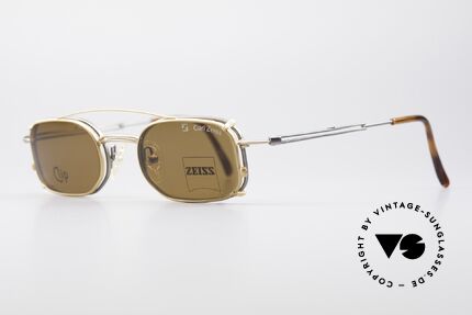 Zeiss 5696 Clip On 90's Sunglasses, titanium frame ergonomically designed + gold sun-clip, Made for Men Zeiss 5696 Clip On 90's Sunglasses, titanium frame ergonomically designed + gold sun-clip, Made for Men
