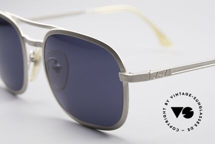 Jean Paul Gaultier 56-1172 Classic Timeless Sunglasses, dull silver frame with deep blue sun lenses (100% UV), Made for Men