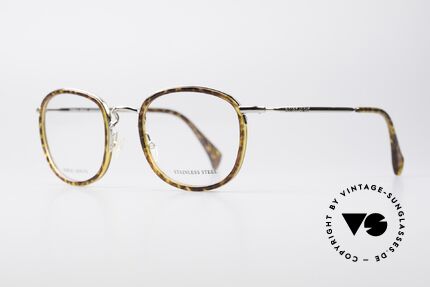Giorgio Armani 863 Square Panto Eyeglass-Frame, a combination of amber and silver (stainless steel), Made for Men