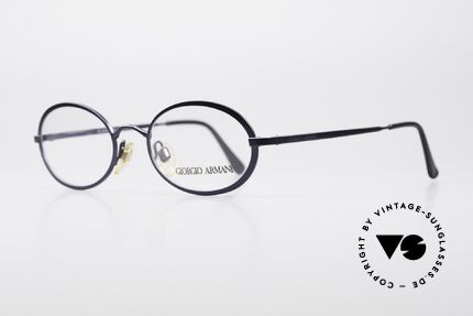Giorgio Armani 277 90's Oval Vintage Eyeglasses, deep blue frame finish and flexible spring hinges, Made for Men and Women