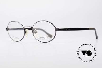 Giorgio Armani 257 90s Oval Vintage Eyeglasses, gunmetal frame finish and flexible spring hinges, Made for Men and Women