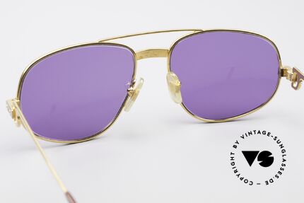 Cartier Romance Santos - S Luxury Sunglasses, 22ct gold-plated frame with new purple CR39 sun lenses, Made for Men and Women