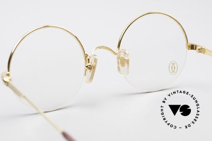Cartier Mayfair - S Luxury Round Eyeglasses Nylor, 22ct gold-plated flexible frame; semi-rimless, Made for Men and Women