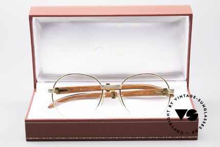 Cartier oval top wood frame glasses