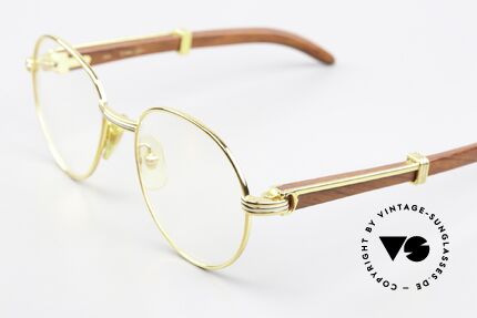 Cartier Bagatelle Bubinga Precious Wood Frame, roundish 22kt GOLD-PLATED frame with spring hinges, Made for Men and Women