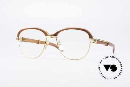 Cartier Malmaison Bubinga Precious Wood Glasses, precious CARTIER vintage eyeglass-frame from 1990, Made for Men and Women
