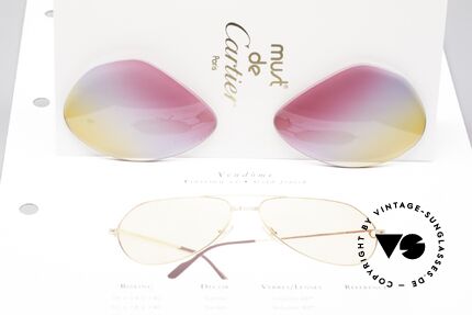 Cartier Vendome Lenses - M Tricolored Sunrise Lenses, TRICOLOR gradient: the triple tint looks like a sunrise, Made for Men and Women
