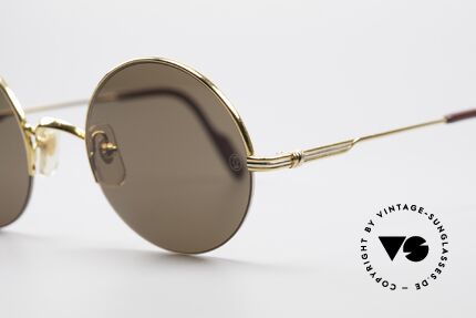 Cartier Mayfair - M Luxury Round Sunglasses, 22ct gold-plated flexible frame; semi-rimless, Made for Men and Women