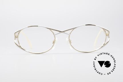 Cazal 977 90's Designer Frame Ladies, very elegant frame paintwork in gold-white coloring, Made for Women