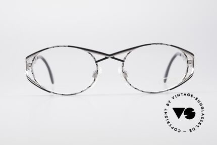 Cazal 977 Vintage 90s Eyeglasses Ladies, very elegant frame paintwork in silver/black coloring, Made for Women