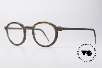 Lindberg 1811 Horn Horn Titanium Round Frame, simply timeless, stylish & innovative: grade 'vintage', Made for Men