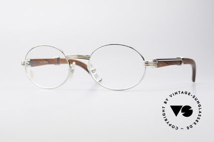 Cartier Giverny Oval Wood Platinum Frame, precious oval CARTIER vintage eyeglasses from 1995, Made for Men and Women