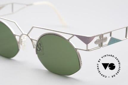 Neostyle Jet 224 Futuristic Vintage Glasses, titanium finish amd grass green lenses, 100% UV, Made for Men and Women
