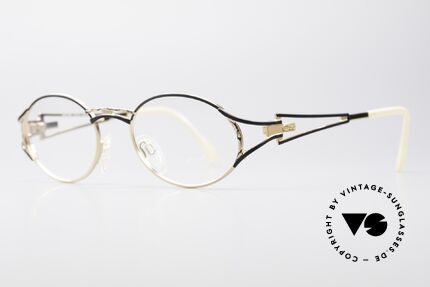 Cazal 285 Oval Round Vintage Glasses, noble coloring in champagne-black-mat / gold, Made for Women