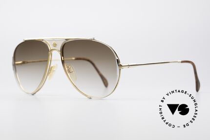St. Moritz 401 Rare XL Jupiter Sunglasses, gold-plated & spring-hinge temples with root wood decor, Made for Men