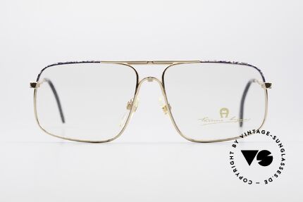 Aigner EA23 Rare 80's Vintage Eyeglasses, metal frame 'gold/blue marbled' with Aigner logos, Made for Men