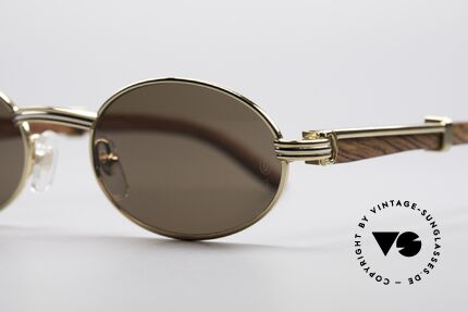 Cartier Sully Oval Bubinga Wood Sunglasses, oval gold-plated frame, pure luxury lifestyle, VERTU, Made for Men and Women