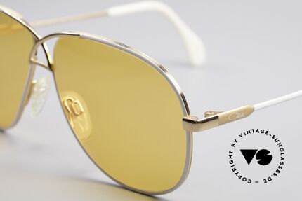 Cazal 728 Designer Aviator Sunglasses, gaudy yellow tinted sun lenses; wearable at night, Made for Men and Women