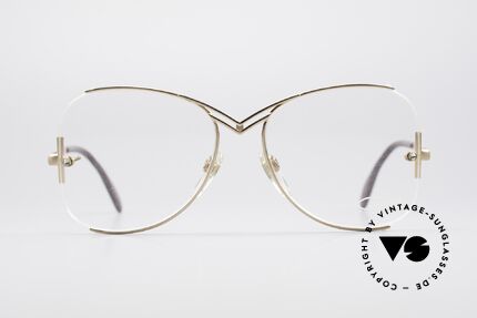 Cazal 221 Rimless 80's Eyeglass-Frame, fine half-rimmed spectacles; great frame construction, Made for Women