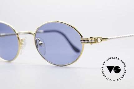 Fred Ketch Oval Luxury Sailing Sunglasses, gold-plated frame; temples are twisted like a hawser, Made for Men and Women