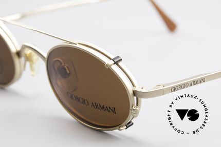 Giorgio Armani 122 Clip On Vintage Designer Frame, flexible spring hinges for an excellent wearing comfort, Made for Men and Women