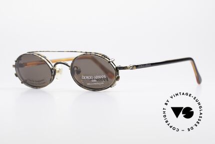 Giorgio Armani 250 Vintage Clip On Designer Frame, metal frame with pratical sunclip (100% UV protection), Made for Men and Women