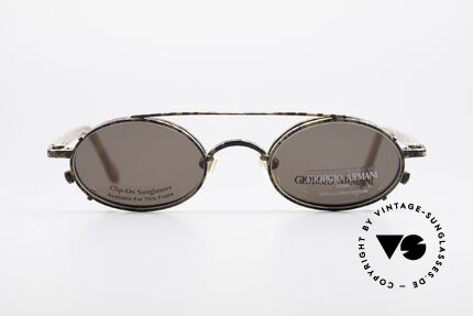 Giorgio Armani 250 Vintage Clip On Designer Frame, very elegant finish in a kind of antique-gold and black, Made for Men and Women