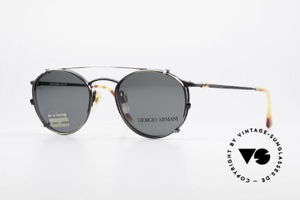 Giorgio Armani 132 Clip On Panto Eyeglasses, timeless vintage Giorgio Armani designer eyeglasses, Made for Men Giorgio Armani 132 Clip On Panto Eyeglasses, timeless vintage Giorgio Armani designer eyeglasses, Made for Men