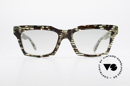 Alain Mikli 710 / 825 Extraordinary 80's Frame, spectacular pattern: green striped and brown mosaic, Made for Men and Women