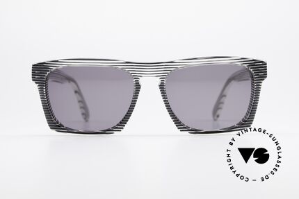 Alain Mikli 707 / 986 Unique Designer Sunglasses, terrific pattern: crystal / gray striped / black & white, Made for Men and Women