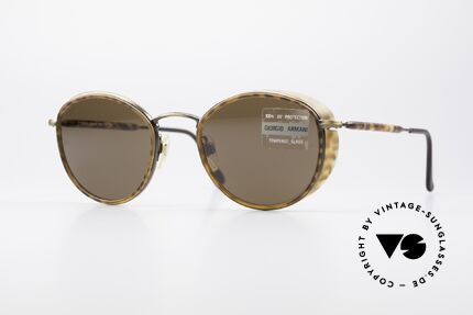 Giorgio Armani 655 Vintage Round 90's Shades, 90's Armani designer sunglasses with small side shields, Made for Men and Women