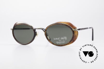 Giorgio Armani 666 Side Shields Frame Oval, 90's Armani designer sunglasses with small side shields, Made for Men and Women Giorgio Armani 666 Side Shields Frame Oval, 90's Armani designer sunglasses with small side shields, Made for Men and Women