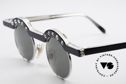 Theo Belgium Revoir Rare Round Gem Sunglasses, brilliant round design with ten glittering rhinestones, Made for Women