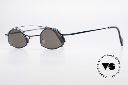 Theo Belgium Poco Small Frame With Clip On, small UNISEX size (125mm width); dark-blue metallic, Made for Men and Women