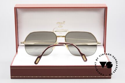 Cartier Orsay Luxury Vintage Sunglasses, with new CR39 UV400 lenses in gray-green G15 color, Made for Men