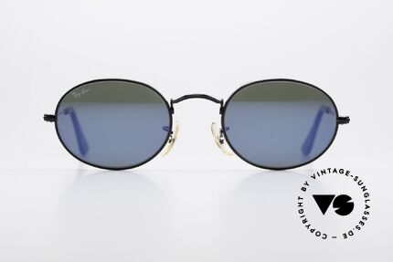 Ray Ban Classic Style I Blue Mirrored USA Sunglasses, oval vintage sunglasses with mirrored lenses, Made for Men and Women