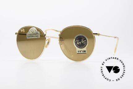 Ray Ban Round Metal 47 Round Diamond Hard Shades, small round 1980's Ray-Ban B&L vintage sunglasses, Made for Men and Women