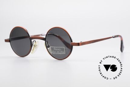 Alain Mikli 6684 / 7684 Round Designer Shades 90's, interesting frame finish: red-grayish brushed metal, Made for Men and Women