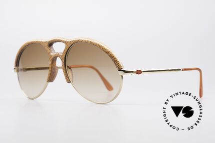 Bugatti 64738 70's Leather Sunglasses Lizard, perfect gentlemen's sunglasses (XL size: 145mm width), Made for Men