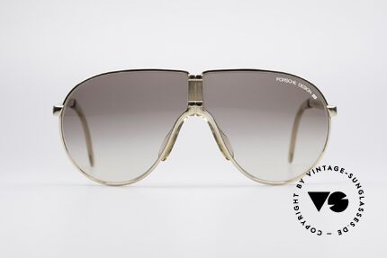 Porsche 5622 Rare 80's Folding Sunglasses, golden foldable frame + brown-gradient lenses; a classic, Made for Men