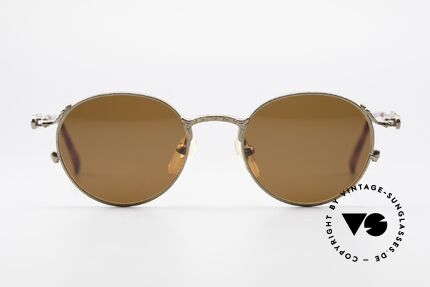 Jean Paul Gaultier 55-4177 Panto Designer Sunglasses, antique gold frame with 'J.P.G' logo on the bridge, Made for Men and Women