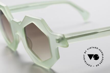 Alain Mikli 0157 / 938 Hexagonal 80's Sunglasses, interesting frame coloring (greenish-translucent), Made for Women