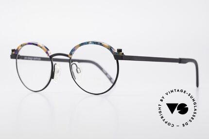 ProDesign Proswitch 4 Round Vintage Panto Glasses, appliqué: orange-blue mosaic marbled; see photos, Made for Men and Women