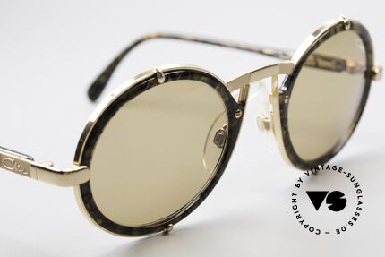 Cazal 644 Round 90's Cazal Sunglasses, unisex design with solid brown lenses (100% UV), Made for Men and Women