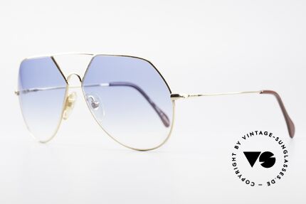 Alpina TR4 Style Rare 80's Aviator Sunglasses, tear drop shaped gold-plated metal frame from 1988, Made for Men