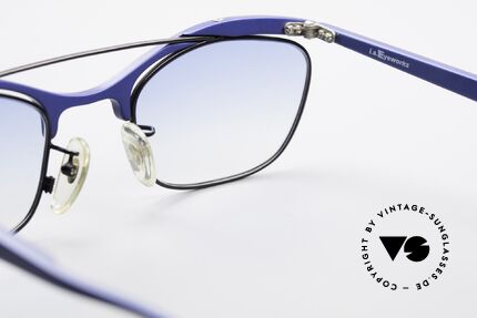 L.A. Eyeworks PLUTO III Vintage Frame No Retro Specs, light blue-gradient tinted lenses & with Silhouette case, Made for Men and Women