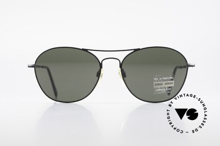 Giorgio Armani 646 Aviator Style Designer Shades, discreet black framework and dark green lenses, Made for Men